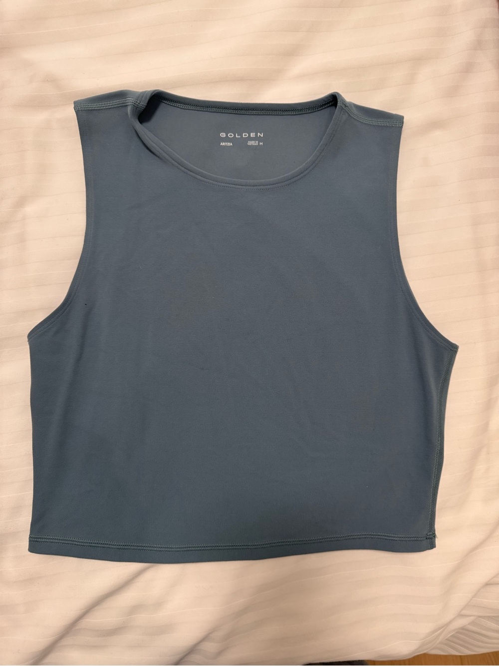 Aritzia Slate Blue Muscle Crop Tank